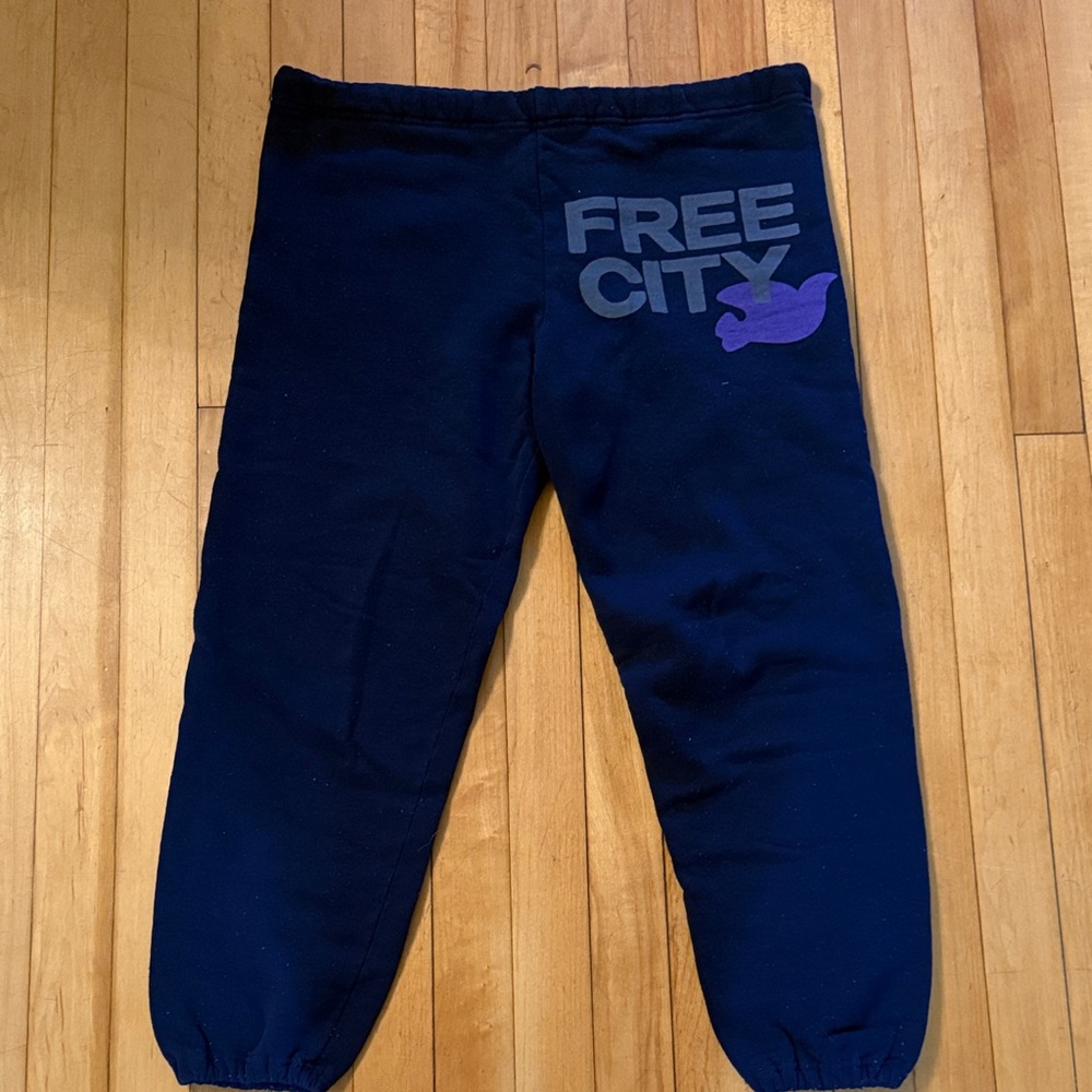 freecity Dark Blue Joggers with Purple Logo